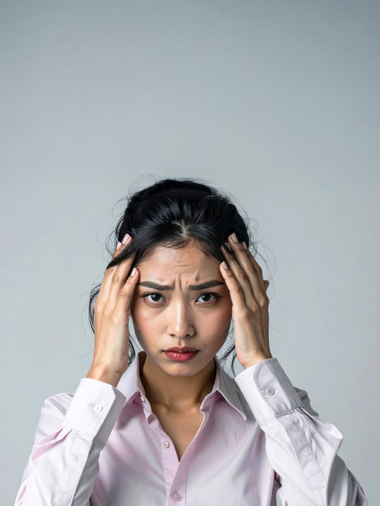 bkgd-Firefly_dark-haired-woman-in-pink-shirt,-frowning-a-little-with-both-hands-on-forehead-coveri-723533-(1)