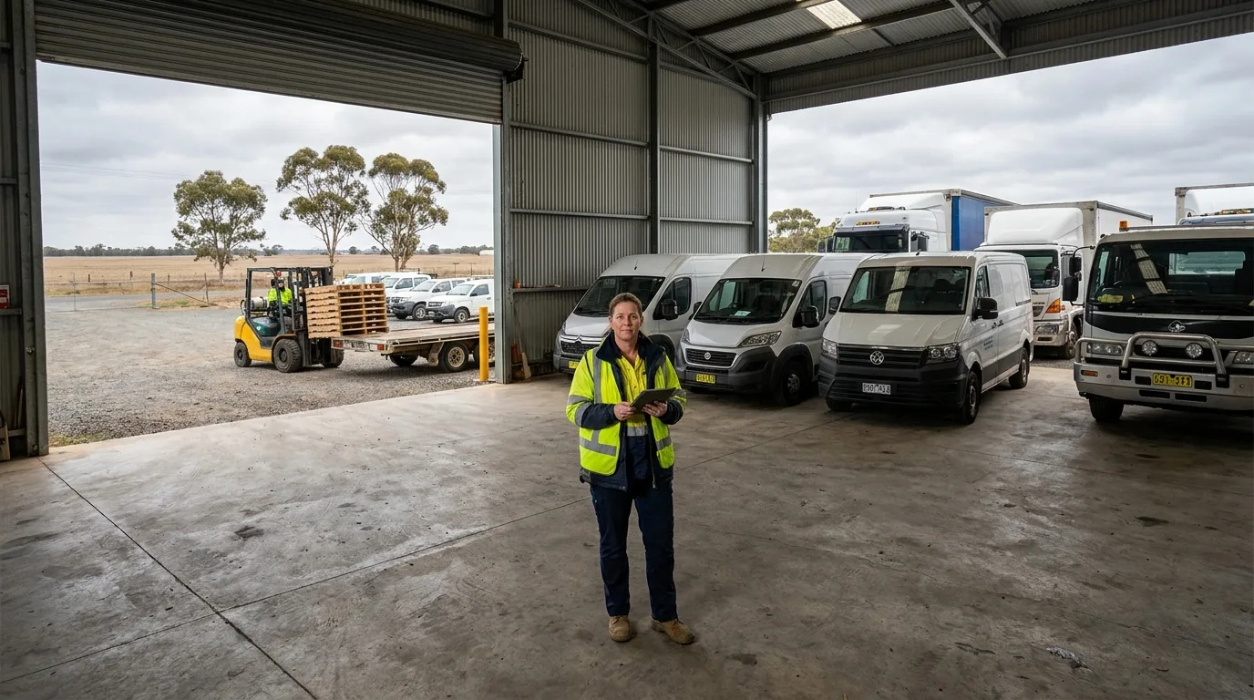 Logistics manager at an Australian fleet depot loading bay