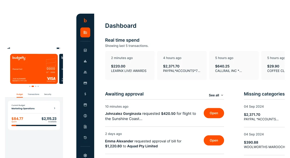 Budgetly real-time control system dashboard and mobile app